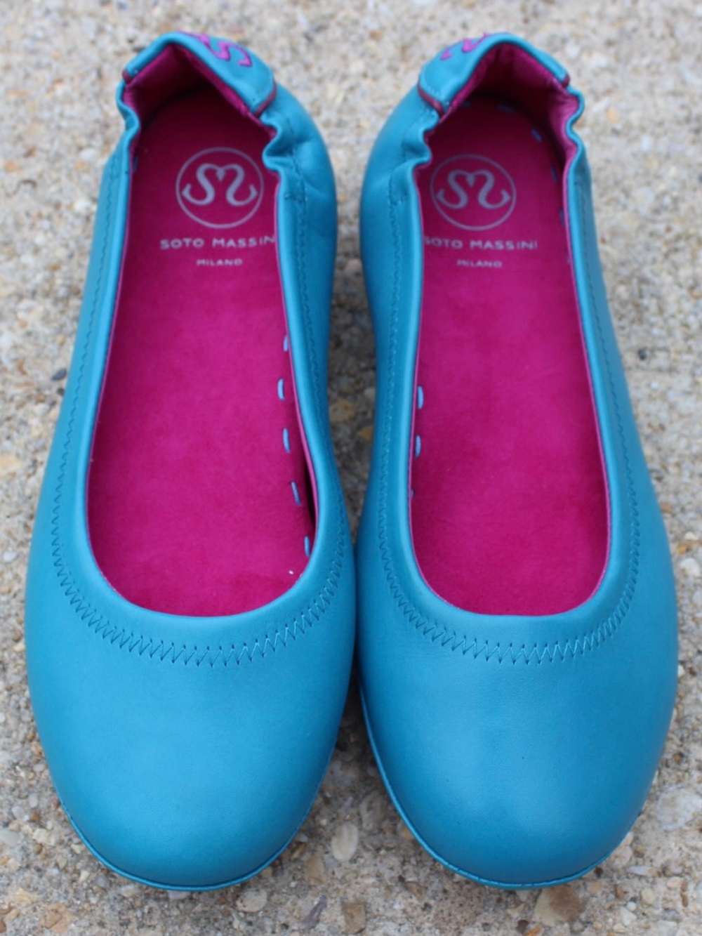 Soto Massini Milano Turquoise Leather Ballet Flats Sz 7.5-8